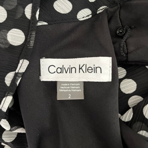 Calvin Klein Polka Dot Dress Bow Neck Sleeveless Party‎ Career Size 2 - Picture 3 of 5